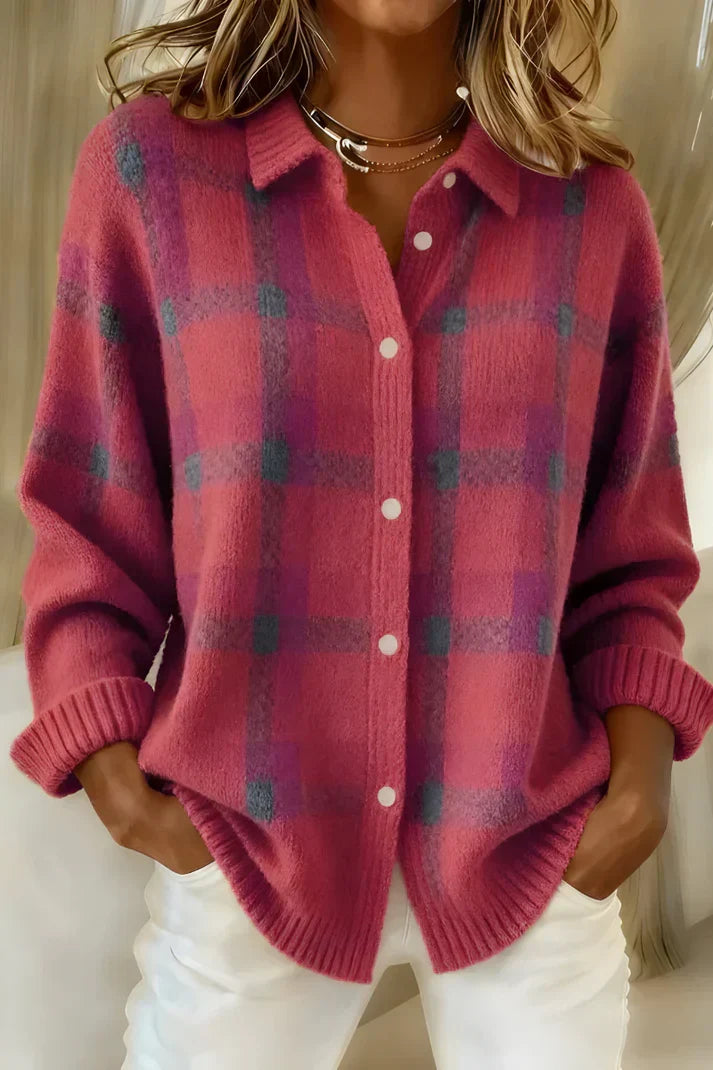 Gia | Women's Cozy Plaid Cardigan