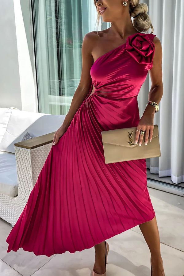 Giselle - Women's Elegant Pleated Midi Wedding Guest Dress