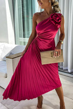 Giselle - Women's Elegant Pleated Midi Wedding Guest Dress