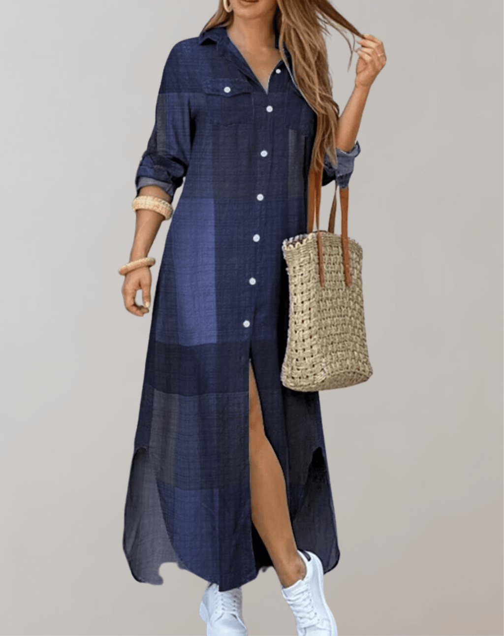 Idra | Women's Leopard Print Maxi Shirt Dress