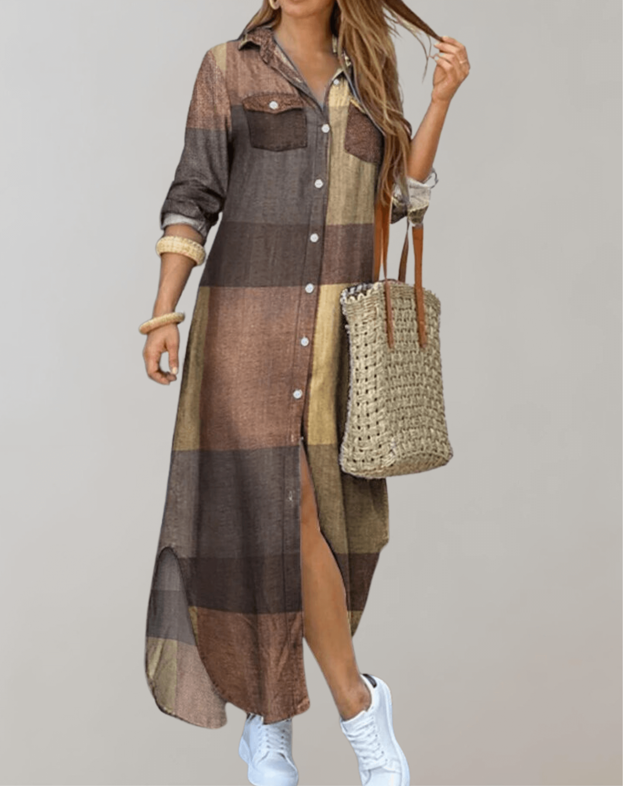 Idra | Women's Leopard Print Maxi Shirt Dress