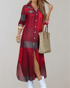 Idra | Women's Leopard Print Maxi Shirt Dress