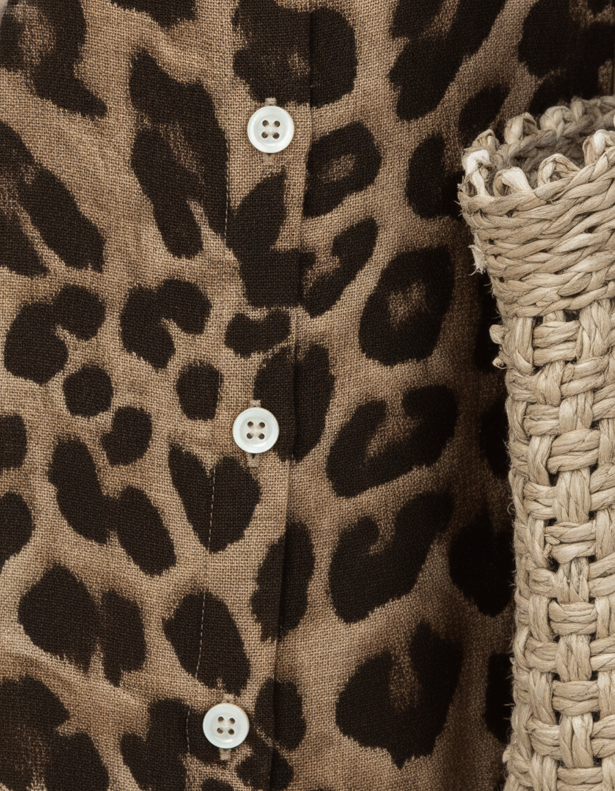 Idra | Women's Leopard Print Maxi Shirt Dress