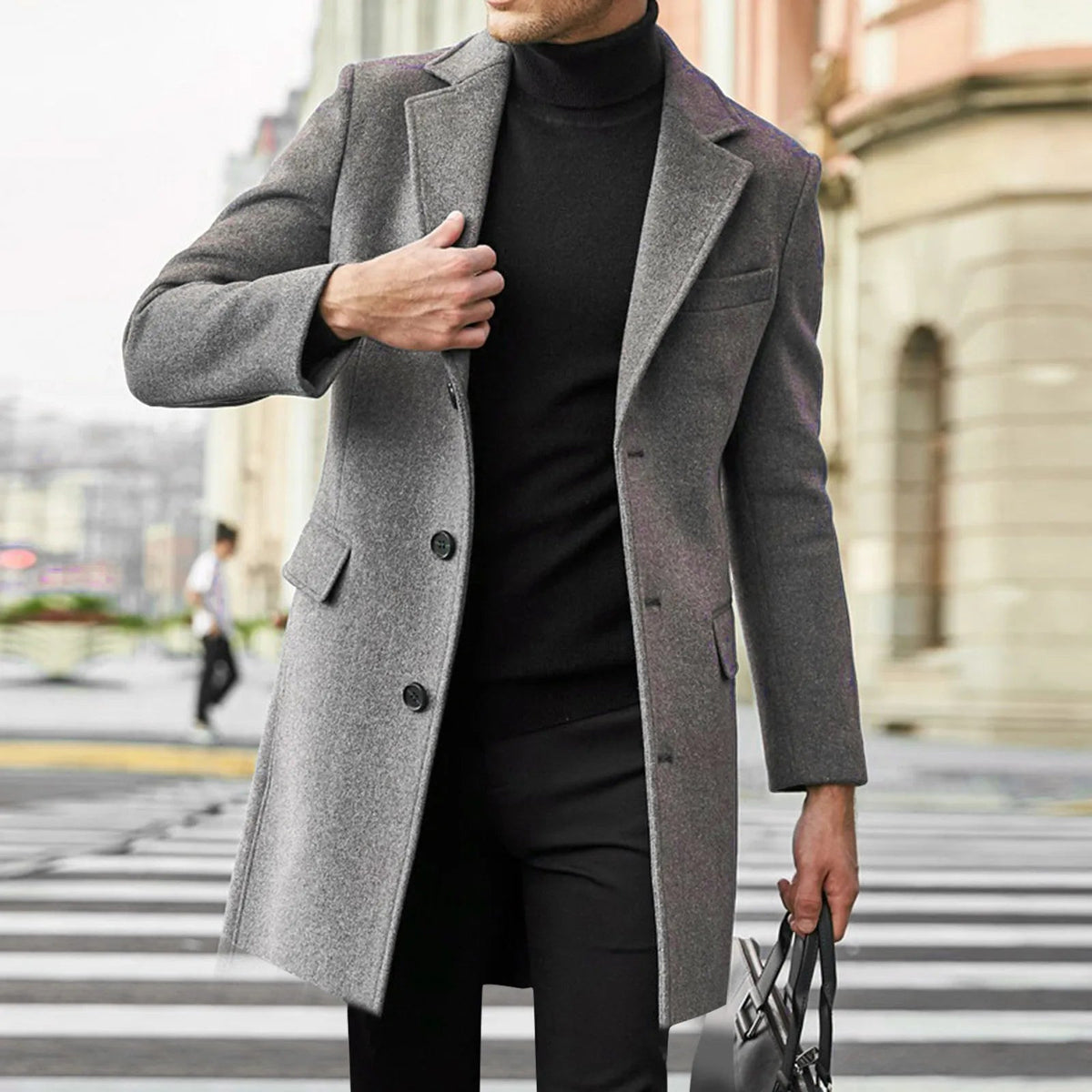 Idris - Men's Mid Length Classic Overcoat