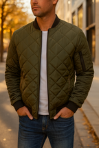 Idris | Men's Quilted Bomber Jacket with Ribbed Trim
