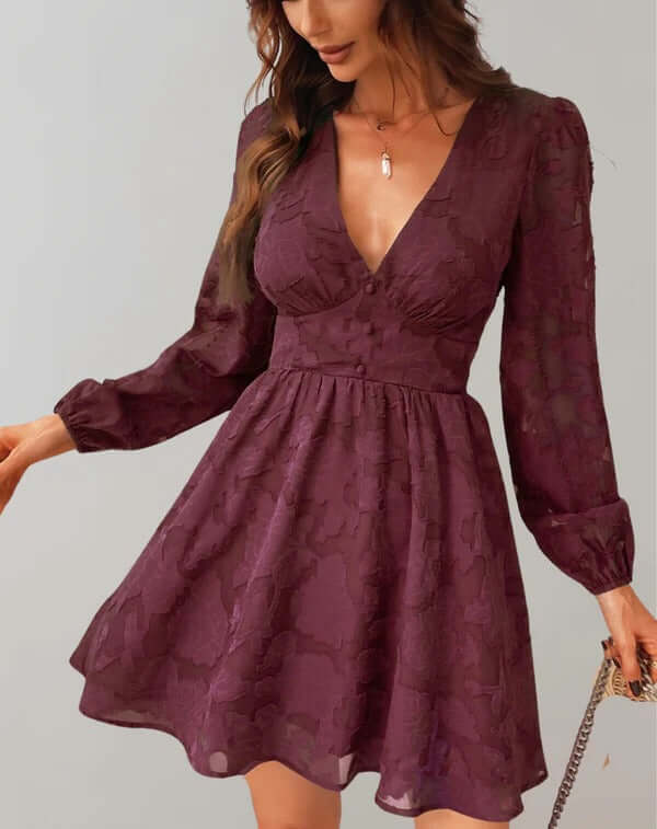 Idris - Women's Elegant Long-Sleeve Cocktail Dress