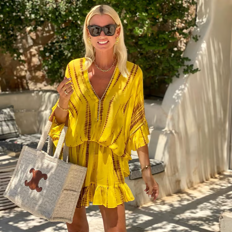 Marlowe | Women's Chic Yellow Sundress with Ruffle Hem