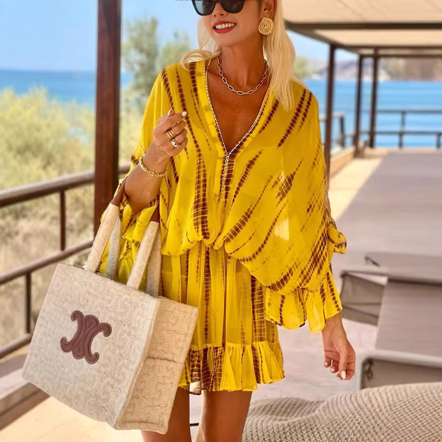Marlowe | Women's Chic Yellow Sundress with Ruffle Hem