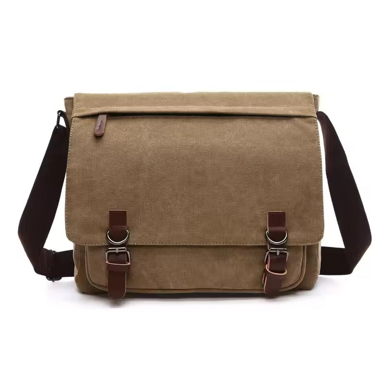 Ronan | Men's Classic Canvas Shoulder Bag with Buckle Details