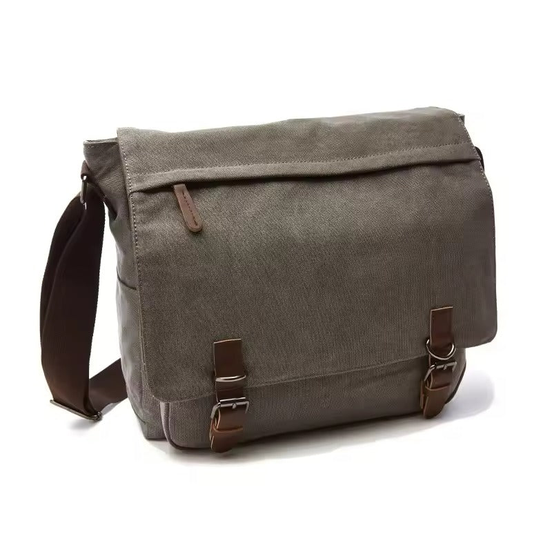Ronan | Men's Classic Canvas Shoulder Bag with Buckle Details