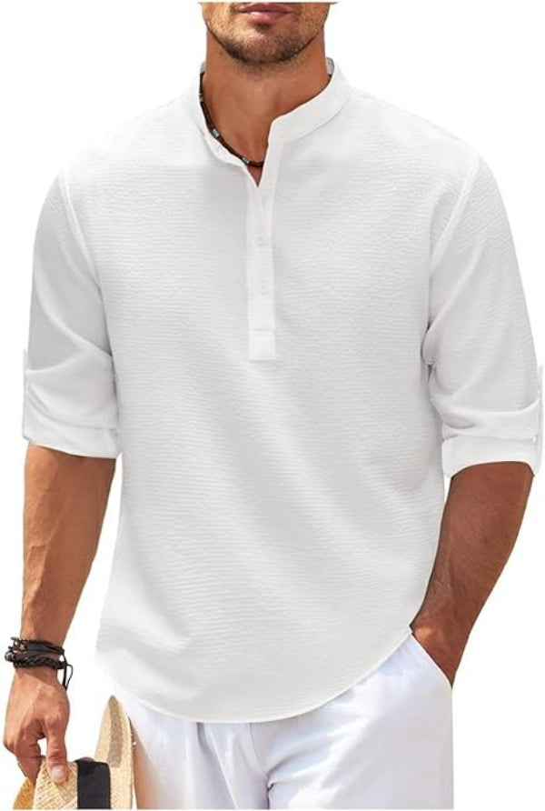 Jareth - Men's Casual Textured Henley Shirt