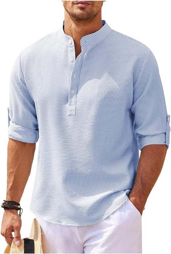 Jareth - Men's Casual Textured Henley Shirt