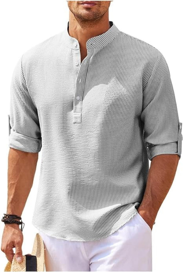Jareth - Men's Casual Textured Henley Shirt