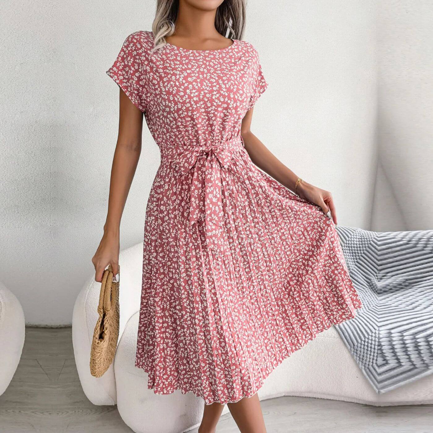 Elowen | Women's Floral Midi Sundress with Tie Waist
