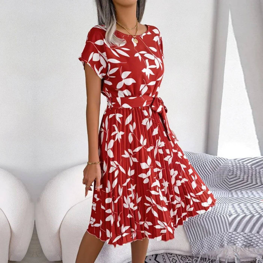 Elowen | Women's Floral Midi Sundress with Tie Waist