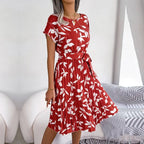 Elowen | Women's Floral Midi Sundress with Tie Waist