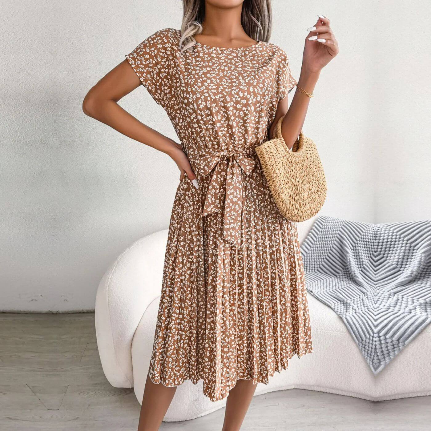 Elowen | Women's Floral Midi Sundress with Tie Waist