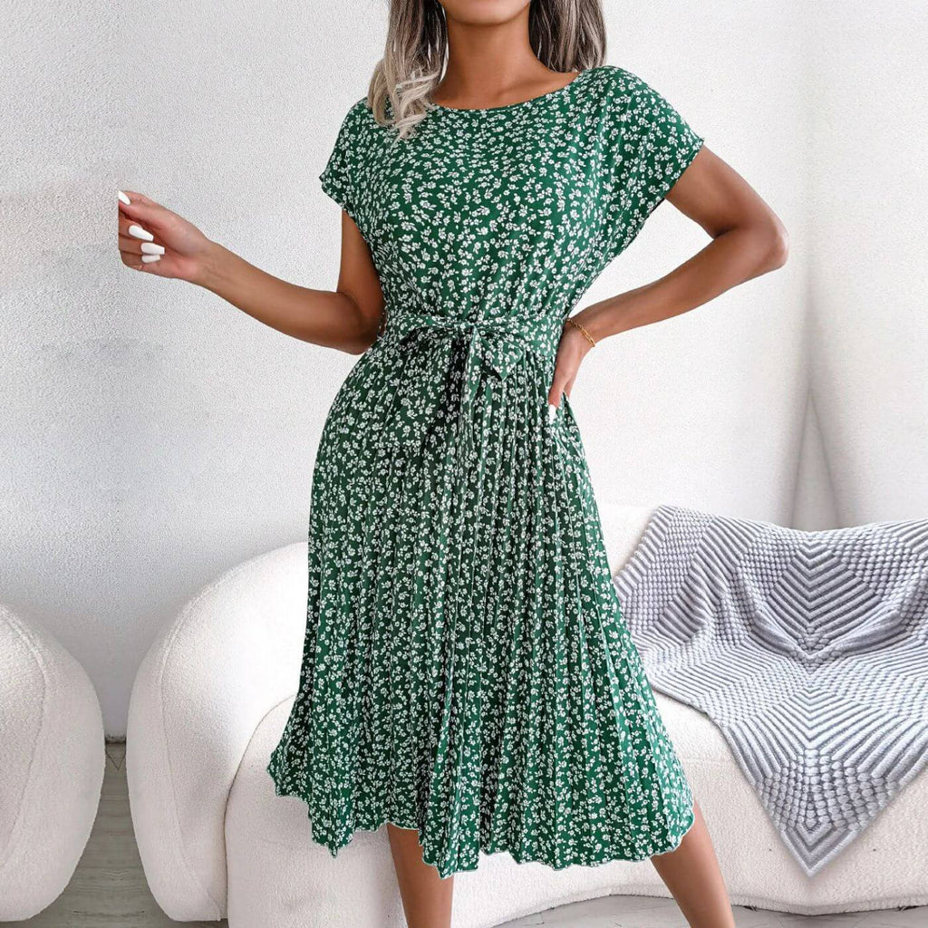 Elowen | Women's Floral Midi Sundress with Tie Waist