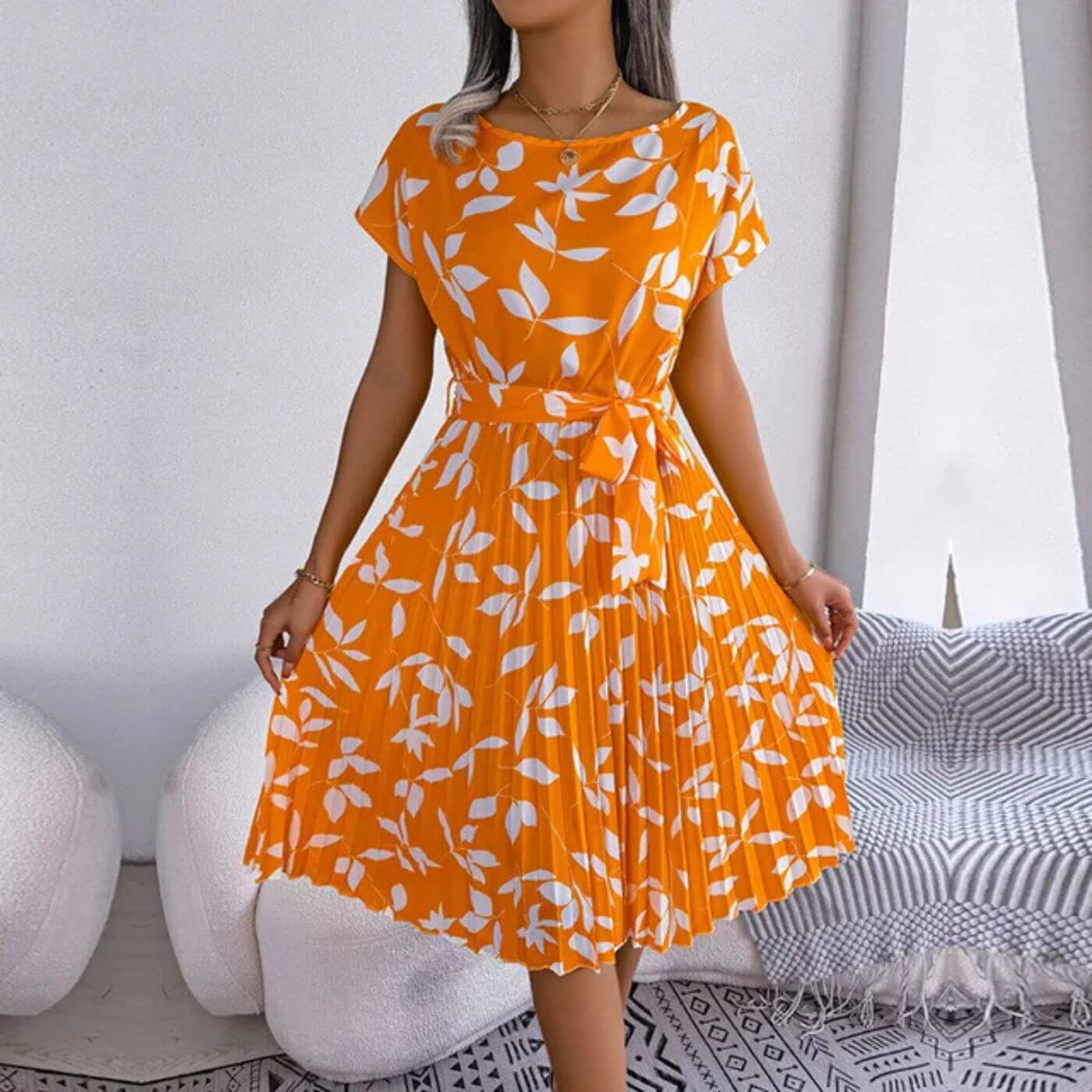 Elowen | Women's Floral Midi Sundress with Tie Waist