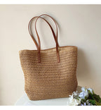 Jolene | Women's Linen Tote Bag with Leather Handles