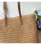 Jolene | Women's Linen Tote Bag with Leather Handles
