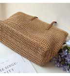 Jolene | Women's Linen Tote Bag with Leather Handles