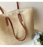 Jolene | Women's Linen Tote Bag with Leather Handles
