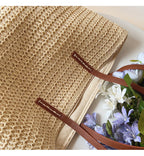 Jolene | Women's Linen Tote Bag with Leather Handles