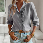 Jolene | Women's Ruffle Detail Button-Up Shirt
