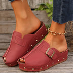 Jolene | Women's Stylish Platform Clogs with Buckle Detail