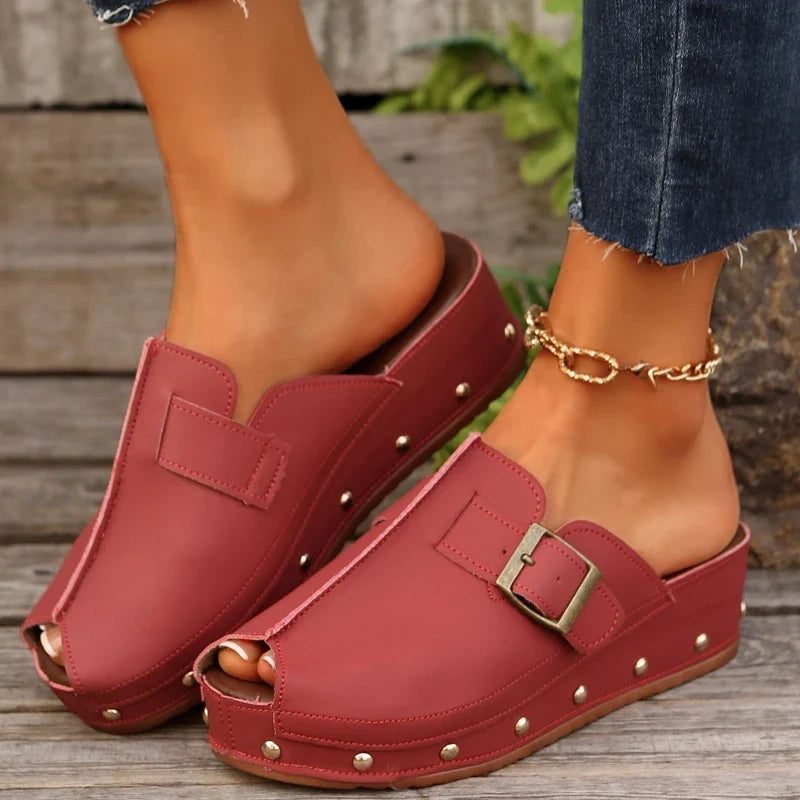 Jolene | Women's Stylish Platform Clogs with Buckle Detail