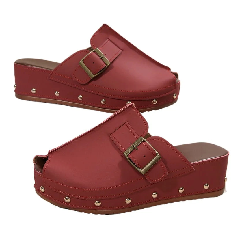 Jolene | Women's Stylish Platform Clogs with Buckle Detail