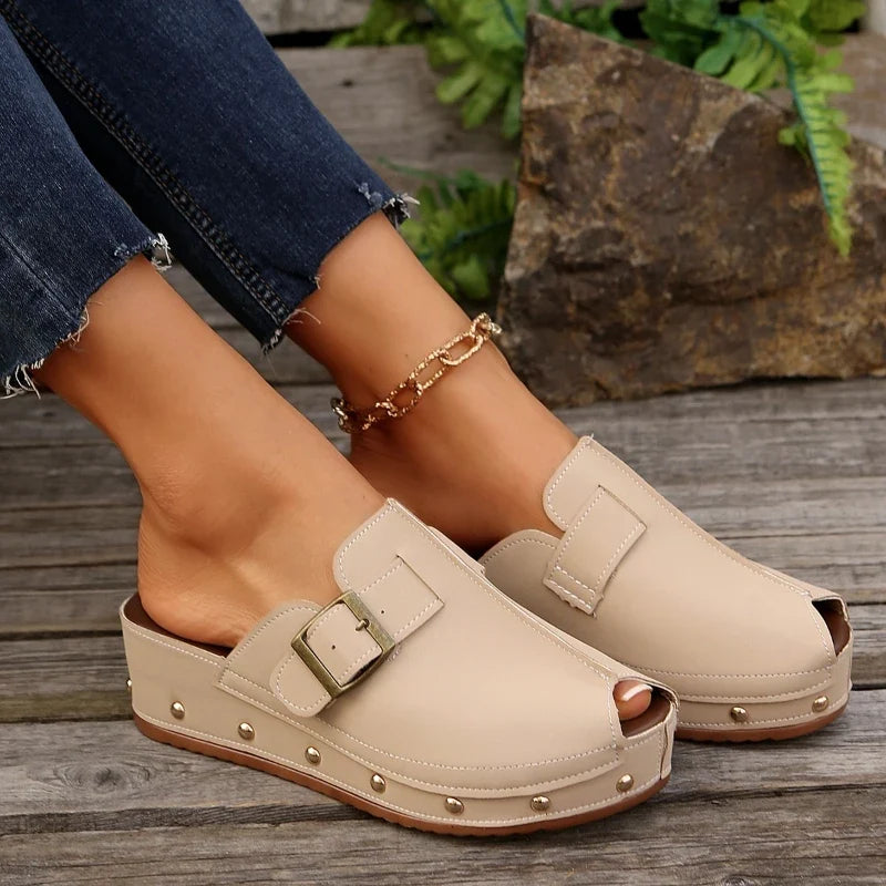 Jolene | Women's Stylish Platform Clogs with Buckle Detail