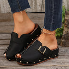Jolene | Women's Stylish Platform Clogs with Buckle Detail