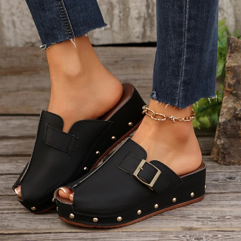 Jolene | Women's Stylish Platform Clogs with Buckle Detail