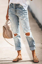 Juno - Women's Casual Ripped Jeans with Distressed Look