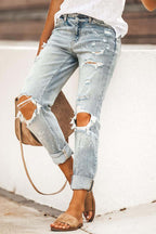 Juno - Women's Casual Ripped Jeans with Distressed Look