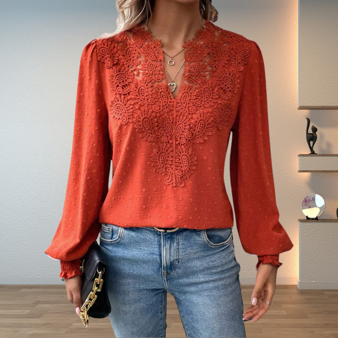 Kaia | Women's Elegant Lace V-Neck Blouse