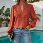Kaia | Women's Elegant Lace V-Neck Blouse