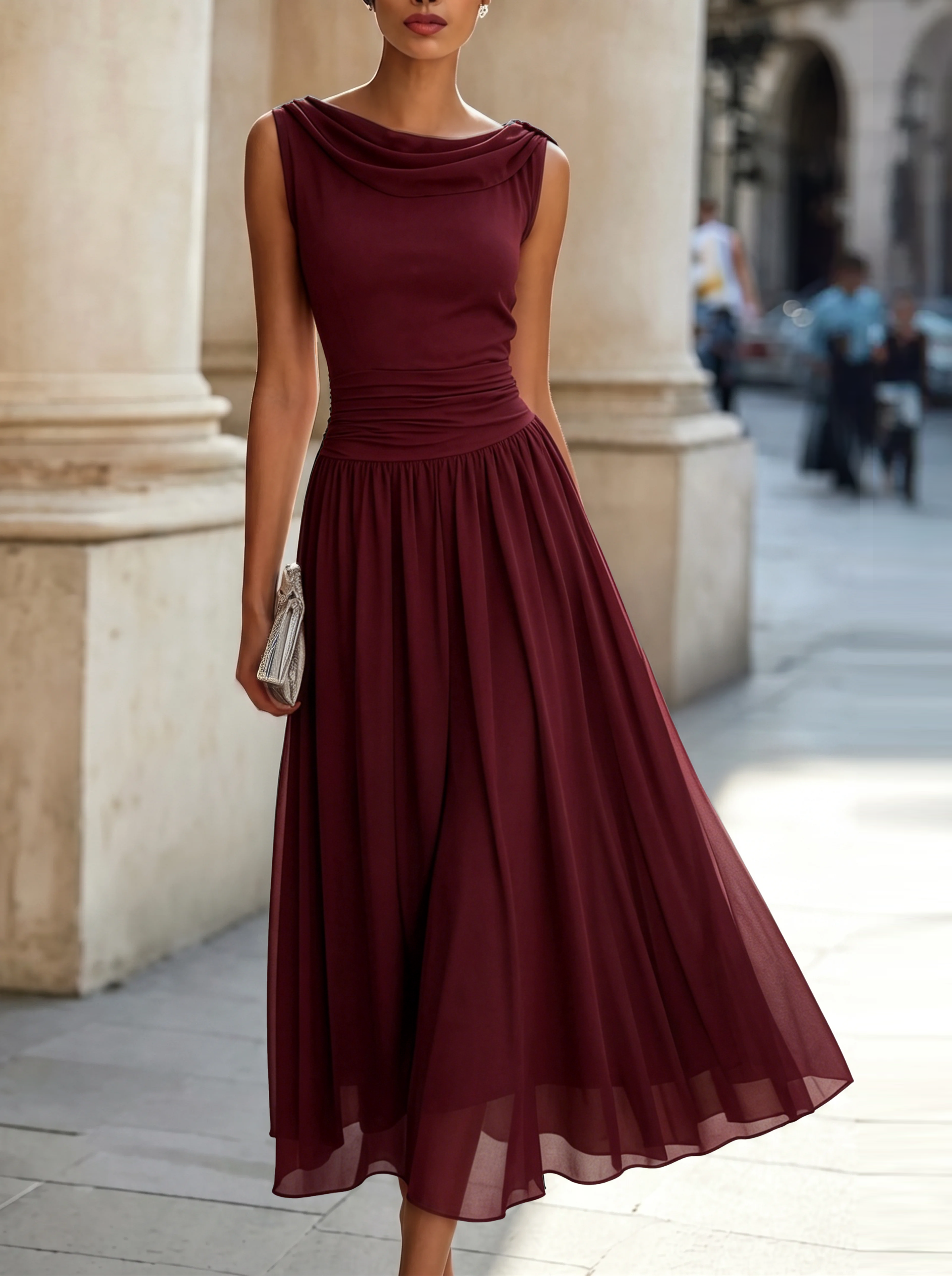 Elara | Women's Elegant Pleated Midi Dress