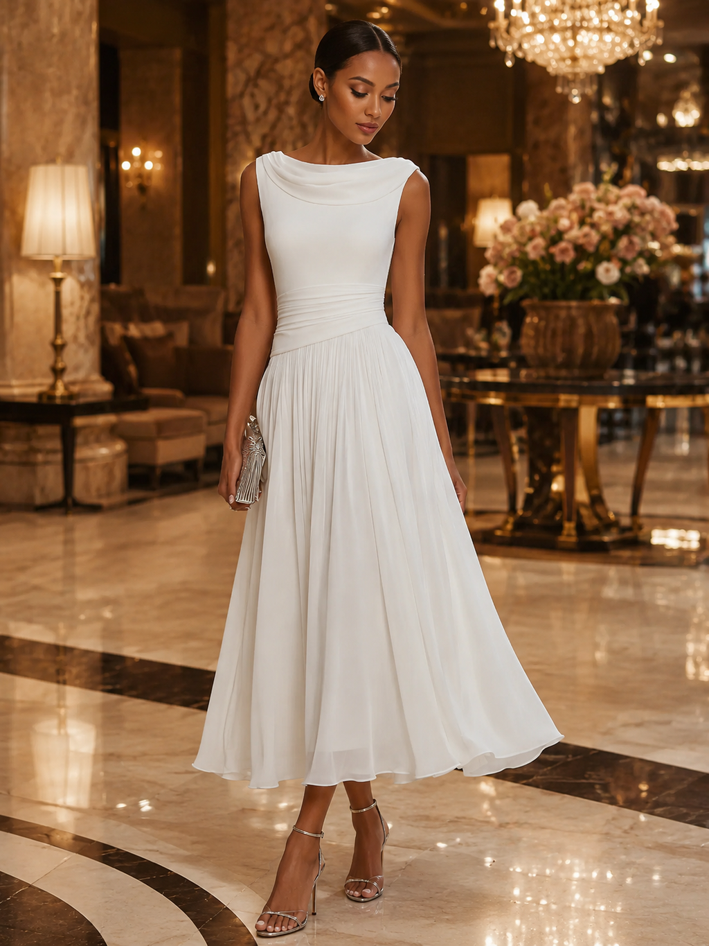 Elara | Women's Elegant Pleated Midi Dress