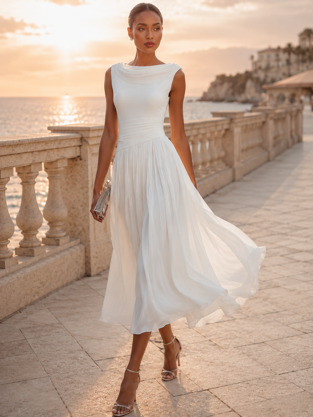 Elara | Women's Elegant Pleated Midi Dress