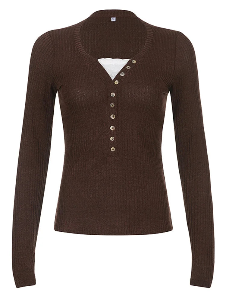 Lennox | Women's Classic Henley Shirt with Lace Detail