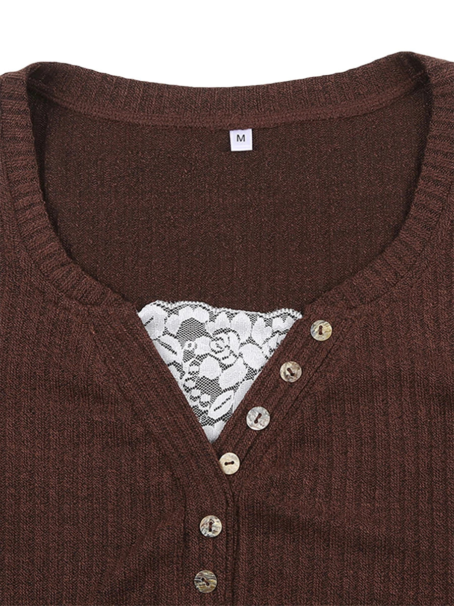 Lennox | Women's Classic Henley Shirt with Lace Detail