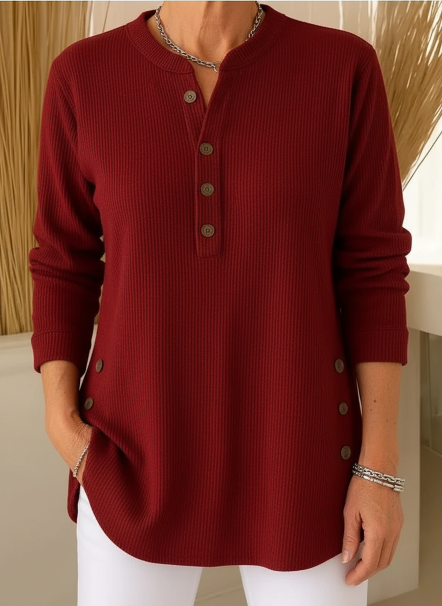 Lennox | Women's Cozy Henley Sweater with Button Detail