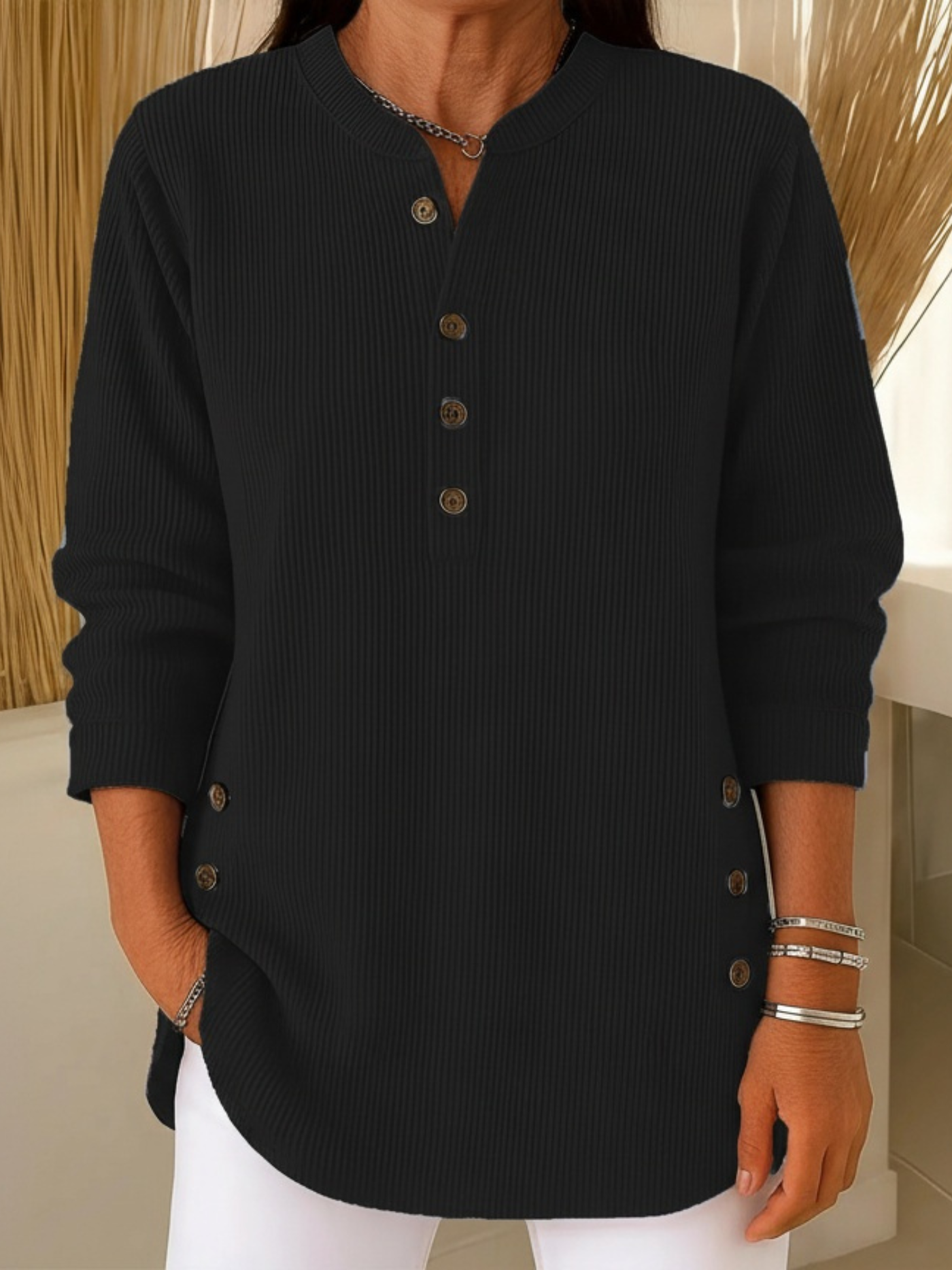 Lennox | Women's Cozy Henley Sweater with Button Detail