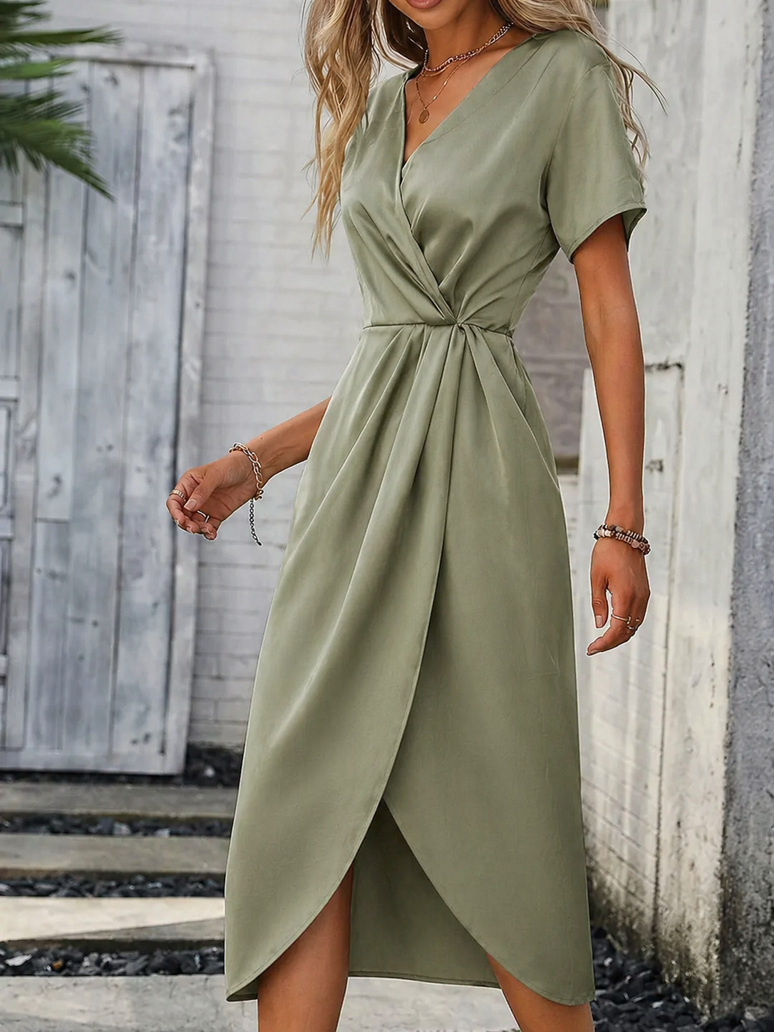 Lennox | Women's Elegant Midi Dress with Wrap Detail