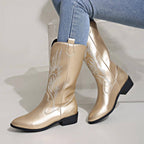 Lennox | Women's Leather Cowboy Boots with Stitch Detail