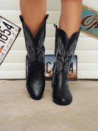 Lennox | Women's Leather Cowboy Boots with Stitch Detail