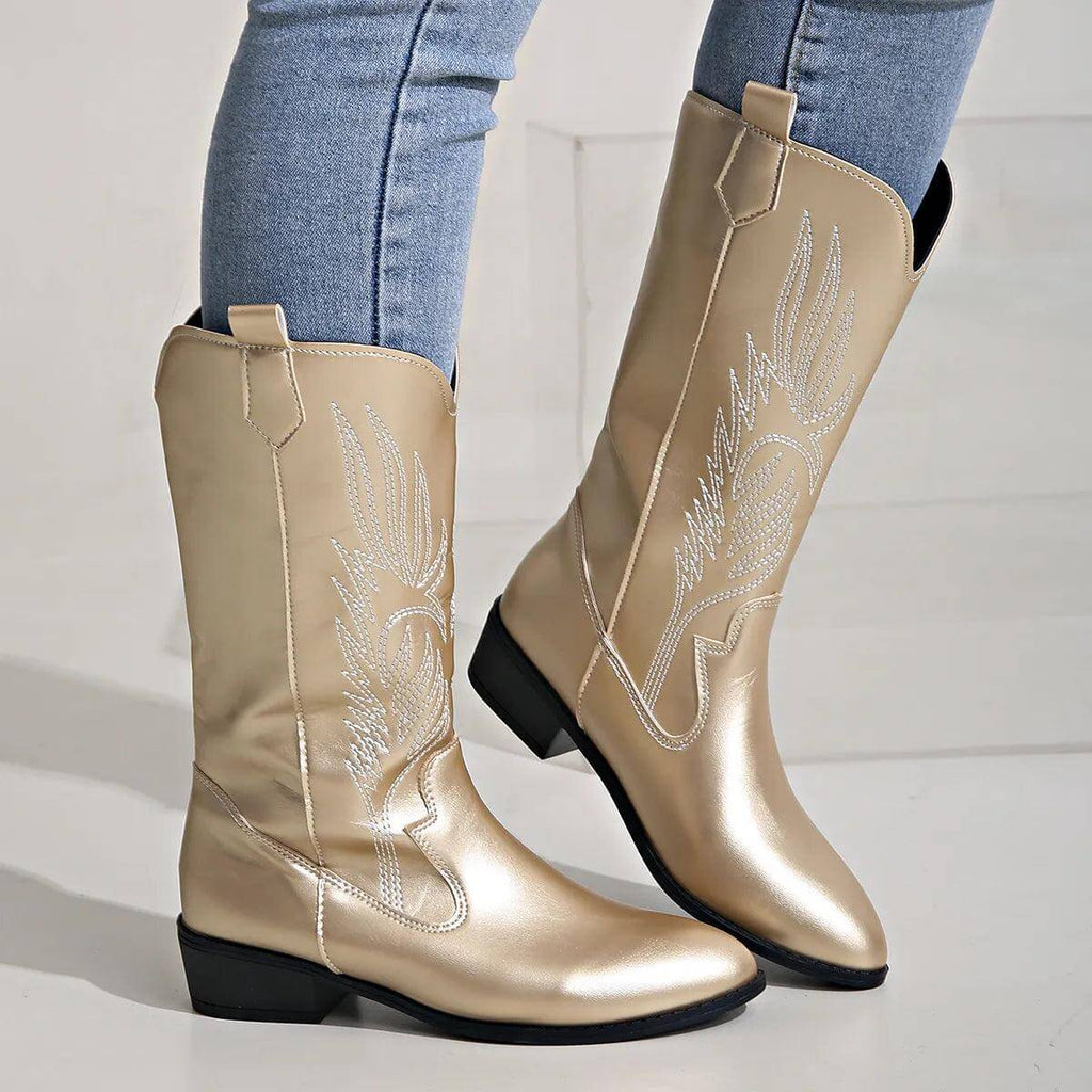 Lennox | Women's Leather Cowboy Boots with Stitch Detail